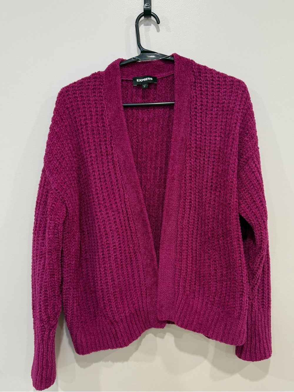 Express Women's Open-Front Chunky Knit Cardigan - Magenta